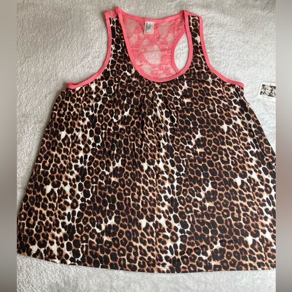 NWT JESSICA SIMPSON L Mobwife Animal Print Lacy Unisex Tank Top - Picture 1 of 12